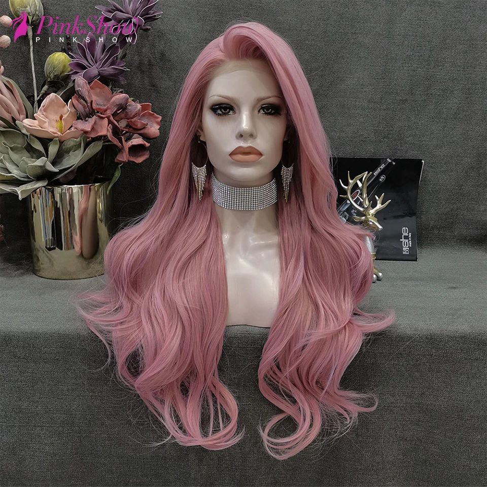 Парик из синтетического кружева PINKSHOW розовый и фиолетовый парик натурального