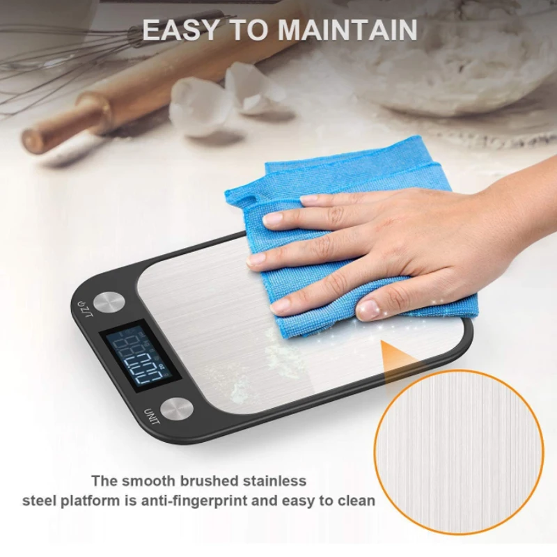 Цифровые многофункциональные кухонные весы 5 кг/1 г Электронные весы из нержавеющей стали с ЖК-дисплеем цифровые весы для дома черные