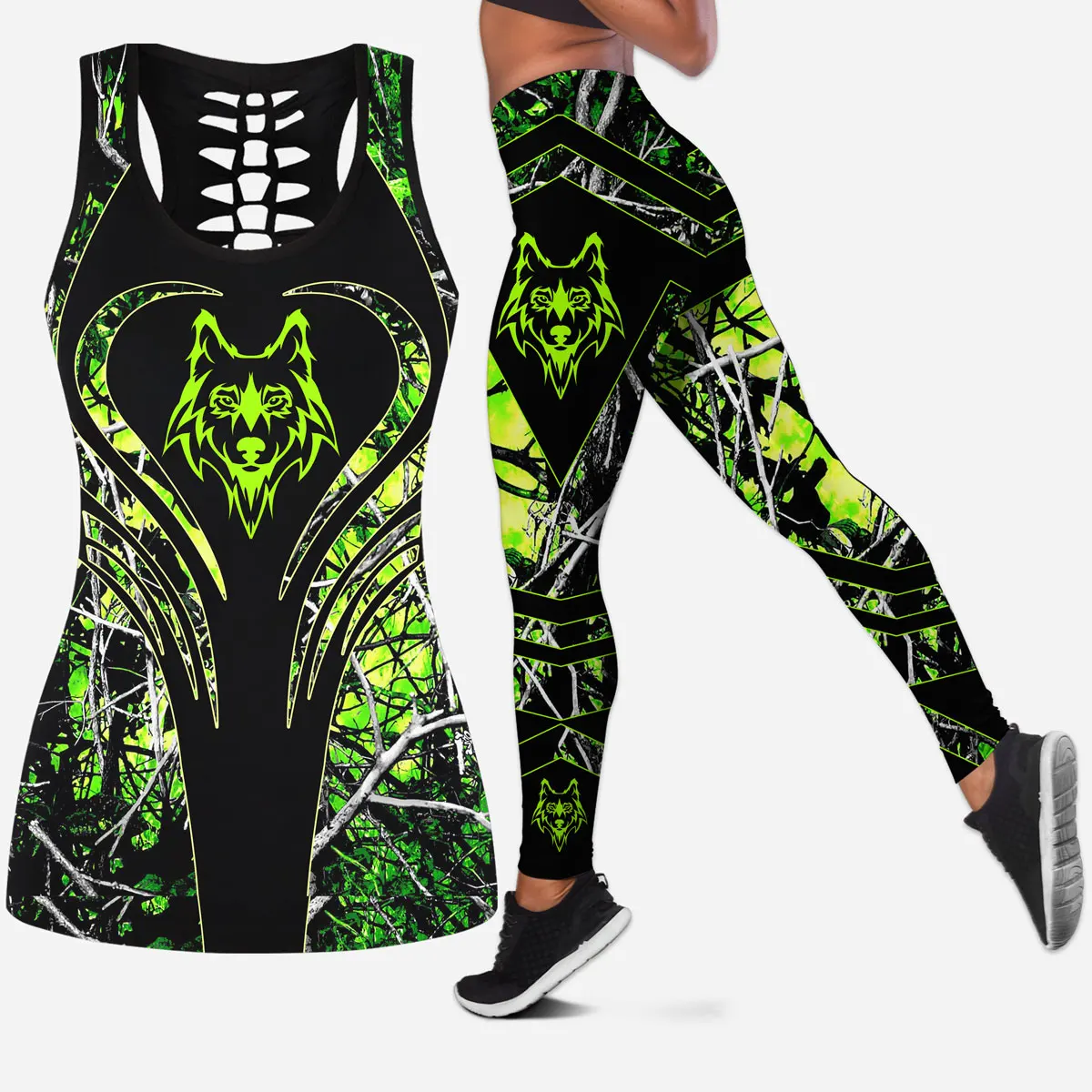 

Green Wolf Hunting Art 3D Full Printed Hollow Tanktop Women Sexy Vest 90s Girls Tank Tops Clothes Ropa Mujer Oversized Drop ship