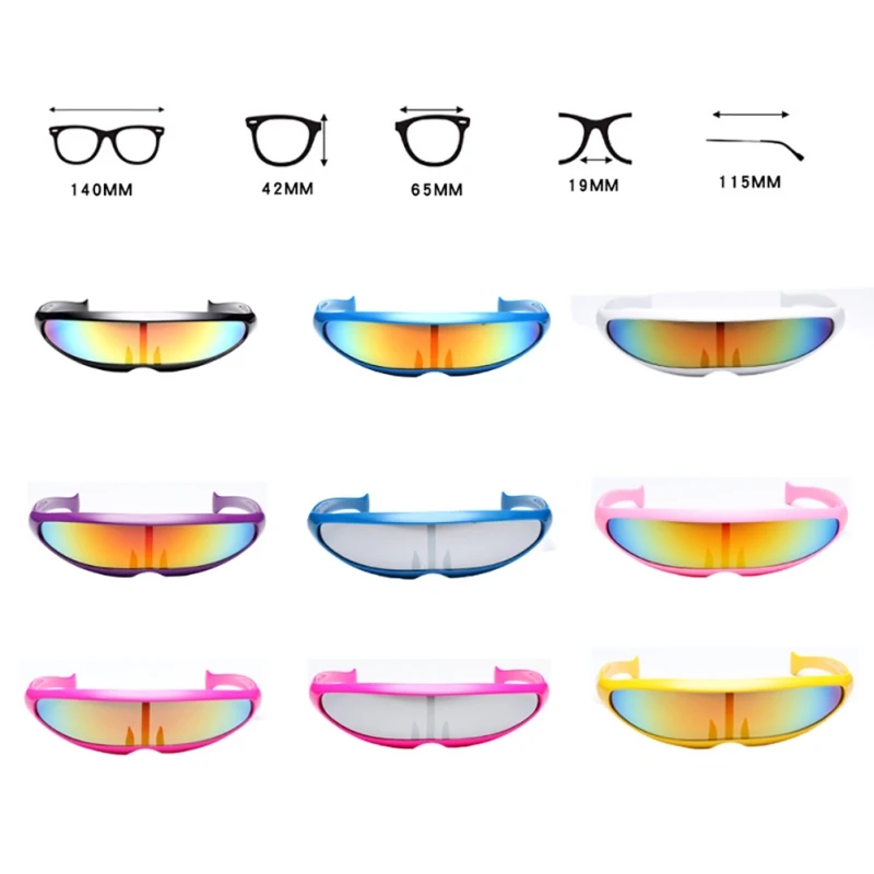Новинка 2019 футуристические узкие солнцезащитные очки Cyclops цветные для косплея