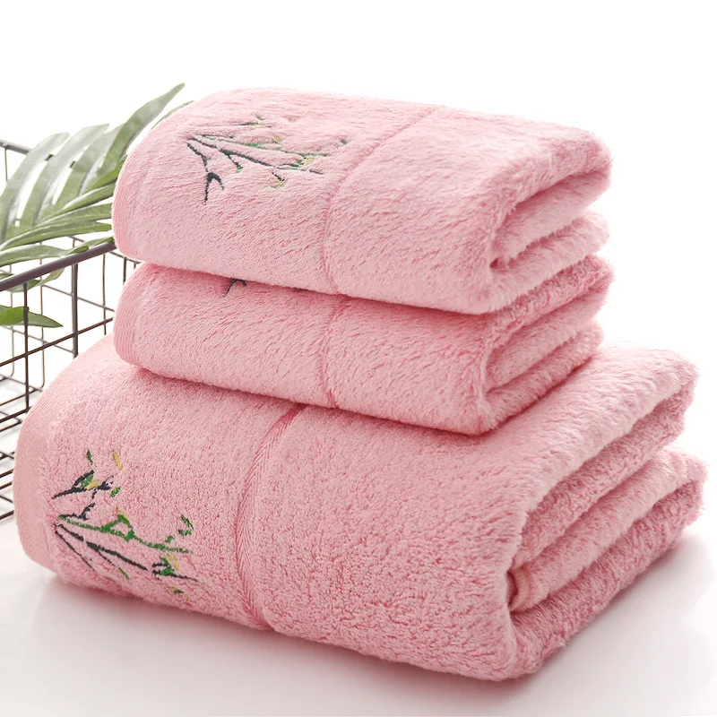 24 pcsset bamboo fiber bath towels set simple embroidered hand towel strong water absorption high quality soft bathroom towels free global shipping