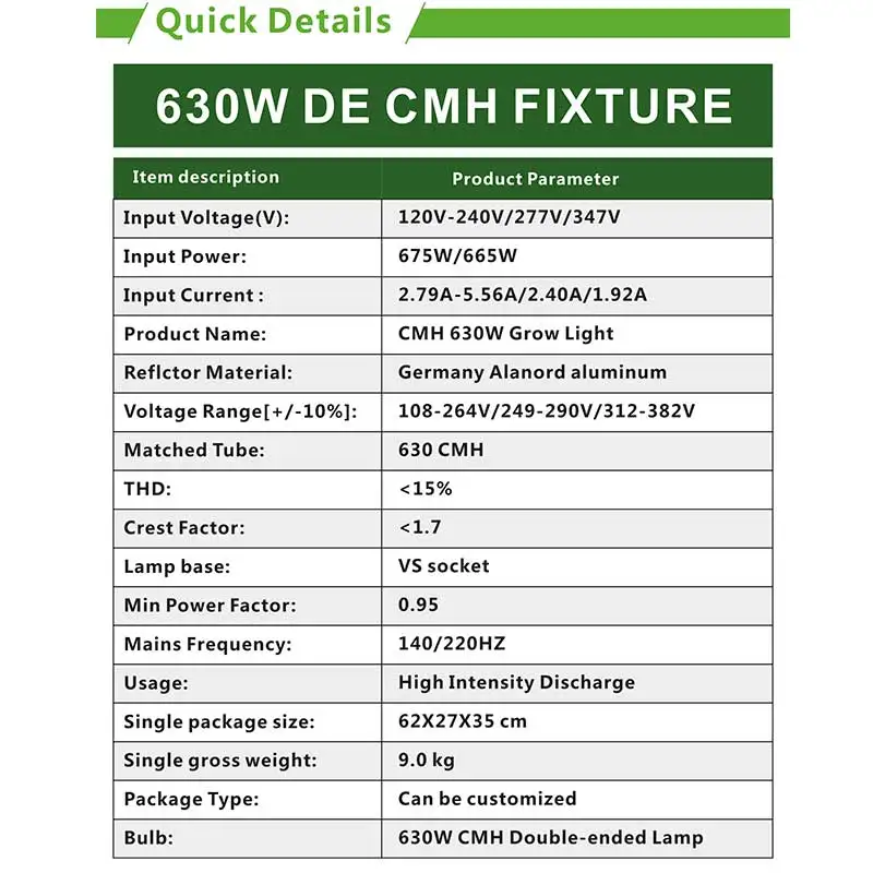 

Wholesale Double Ended Digital ballast DE 630W 1000W CMH Grow Lights for hydroponics