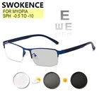 Рецептурные очки для близоруких-0,5 до-10 Для женщин мужчин с плоскими стеклами и половинной рамкой очки для близоруких бесцветные антибликовыми свойствами светильник цилиндр F018