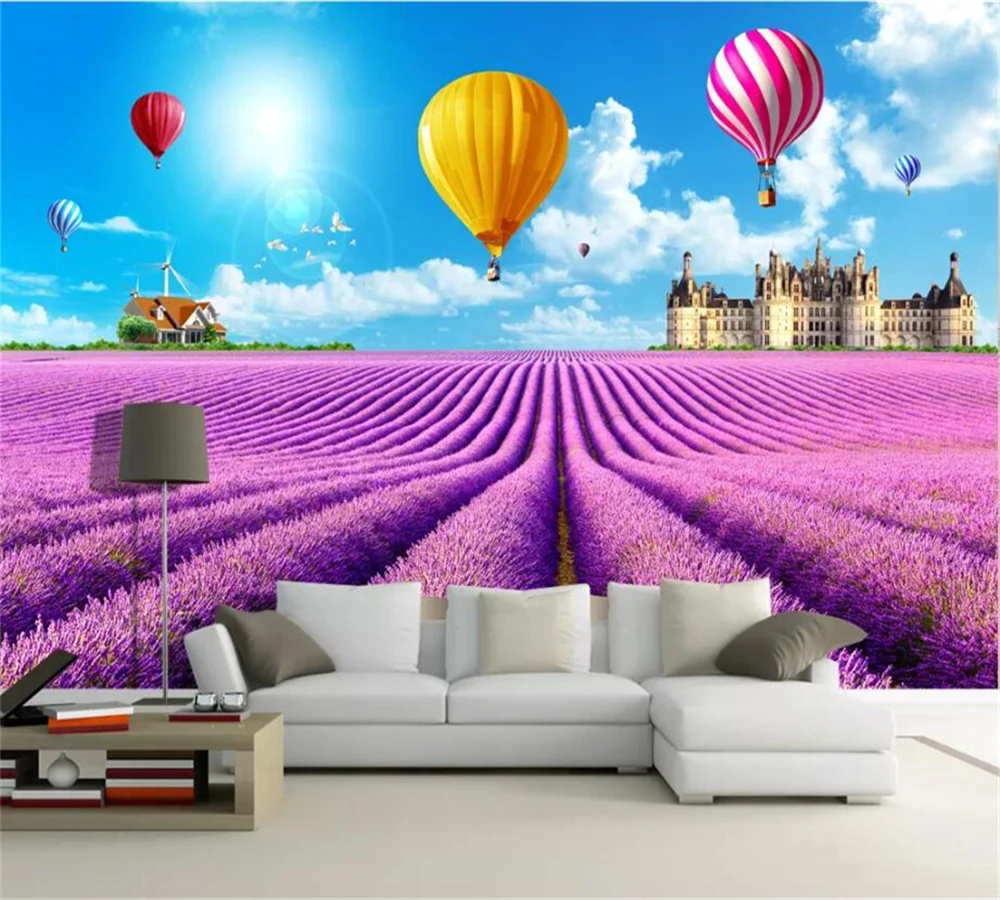 Обои beibehang под заказ современные HD романтические с лавандой цветами морем 3D