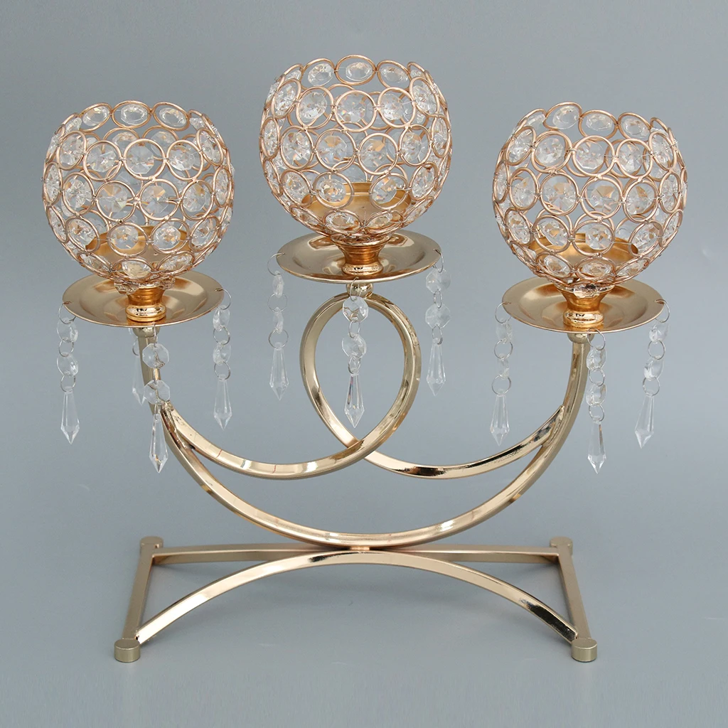 

Vintage Retro Votive Tea Light Candle Holder Candlestick 3-Arms Candelabra Wedding Party Table Centerpieces
