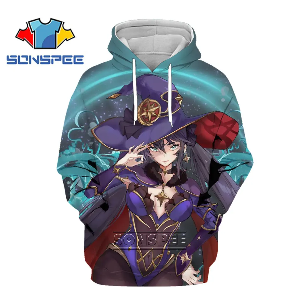 

SONSPEE Genshin Impact Graphic Hoodie Unisex Hip Hop Streetwear Autumn Long Sleeve Pocket Kpop Girly Style Brand Print Pullovers