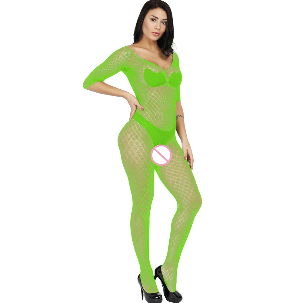 Plus Size Women Sexy Lingerie Open Crotch Body Stockings Fishnet Babydoll Bodysuit Full Mesh Fetish Pantyhose Underwear | Тематическая