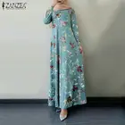 ZANZEA, весеннее длинное платье с цветочным принтом, женское платье с длинным рукавом, Дубай, Абая, Турция, хиджаб, джилбаб, Исламская одежда, кафтан