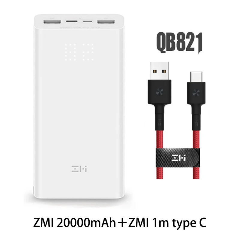 add type c r cable Z mi power bank, power Bank, 20000 мА/ч, быстрая зарядка QC3.0, Xiao mi, батарея, двойной USB, 27 Вт, 20000 мА/ч, QB822, для iPhone, iPad, ноутбука - Цвет: add type c r cable