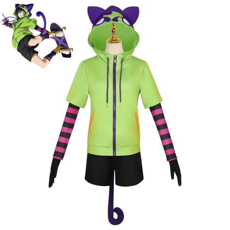 

Anime SK8 the Infinity MIYA Cosplay Costume Cat Ear Hooded Coat+Pants+Tail Halloween Carnival Uniforms Custom Made