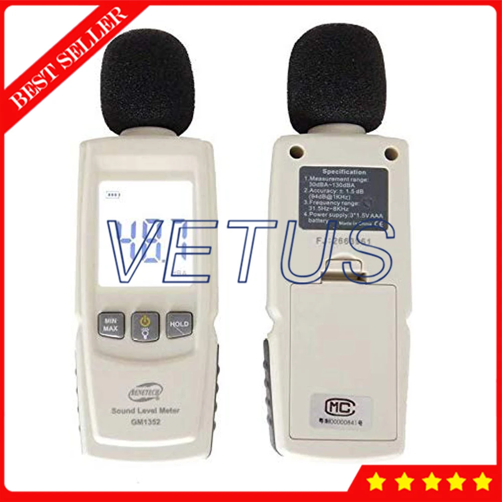GM1352 Ручной цифровой измеритель уровня звука шума 30 130 дБ в децибелах ЖК экран с