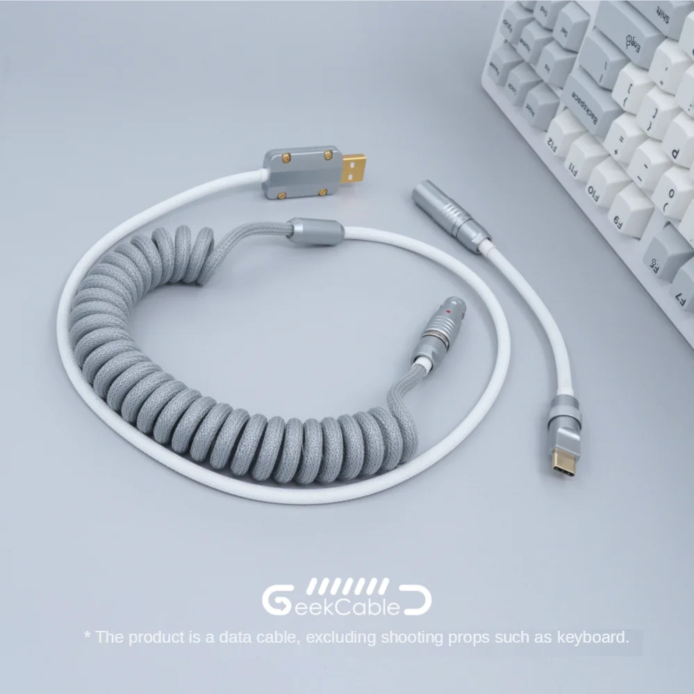 

GeekCable Handmade Mechanical Keyboard Data Cable For GMK Theme Pure Grey And White Colorway For SP Keycap Theme Line