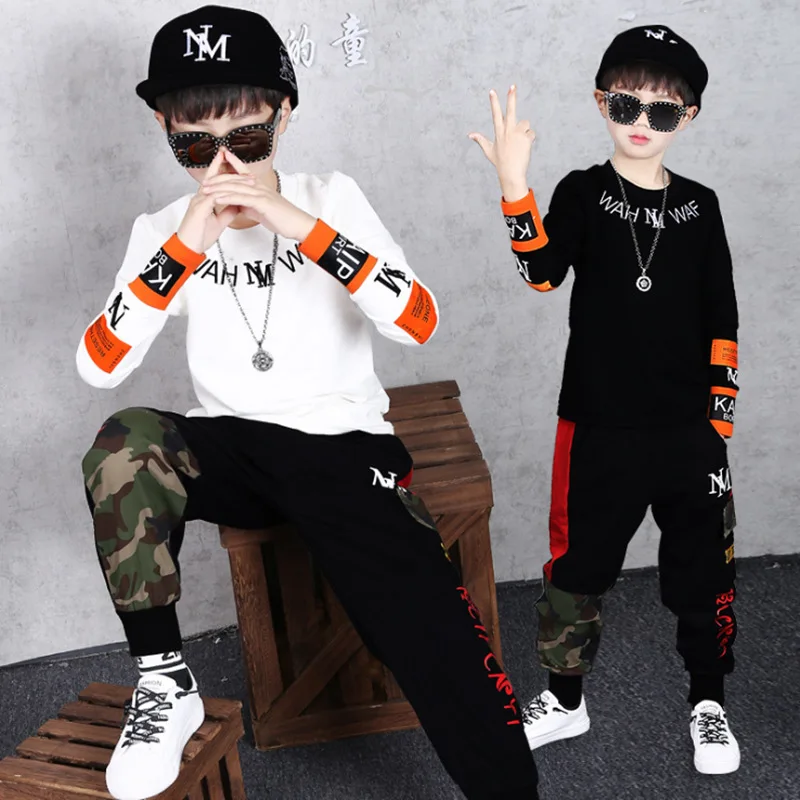 Детская одежда спортивный костюм для мальчиков подростков с буквенным принтом