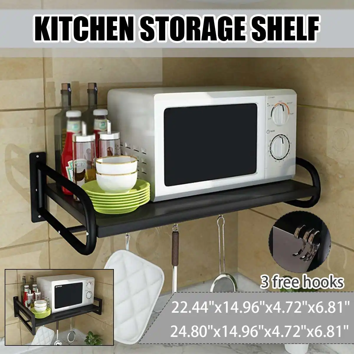 Кухонная полка металлическая Полочка для микроволновой печи настенная духовки