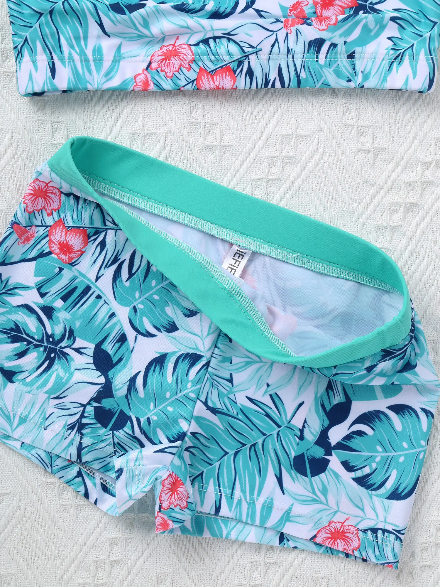 Купальники для девочек из двух предметов дышащий Топ без рукавов с перекрестной