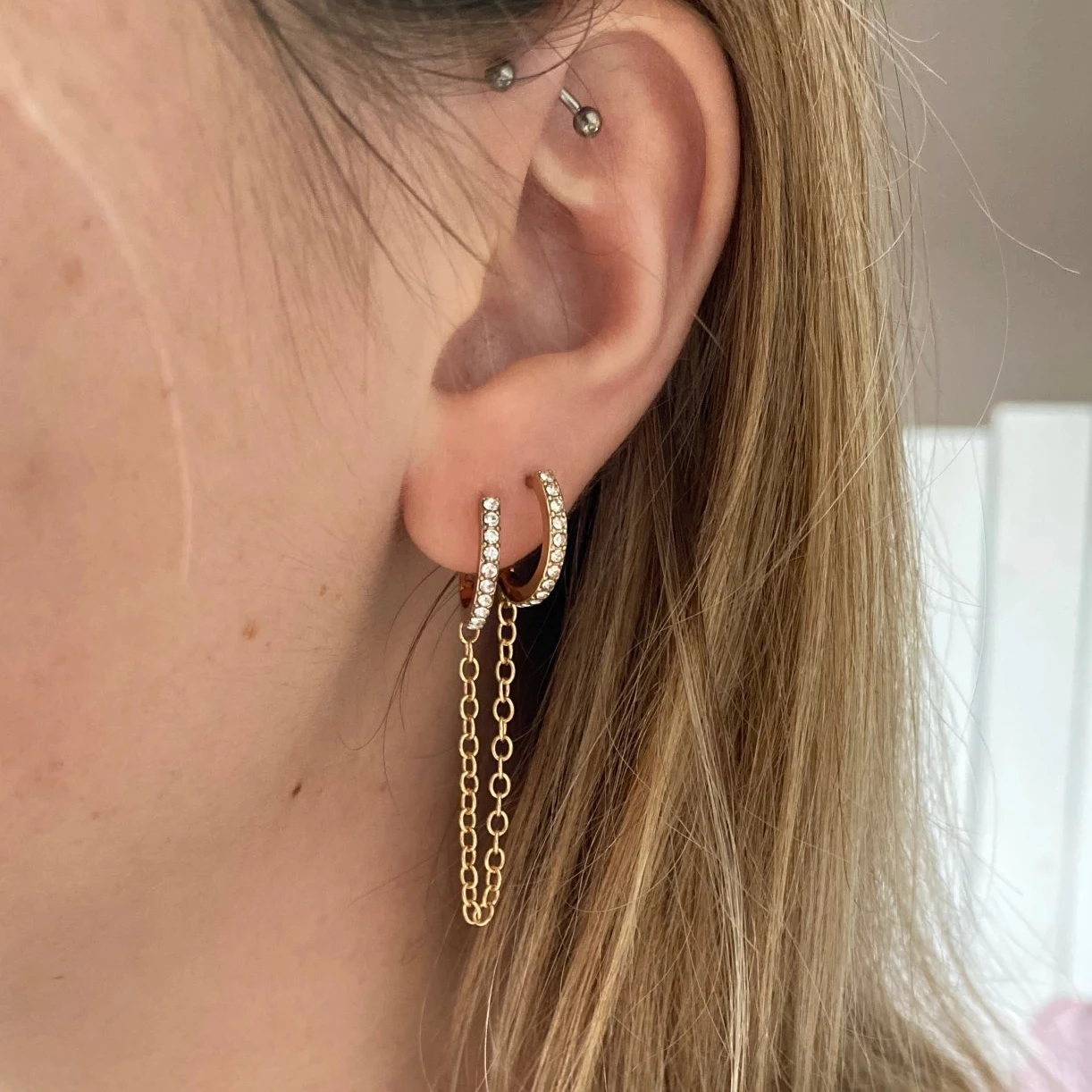 Корейские модные жемчужные двойные круглые серьги Huggie с фианитами