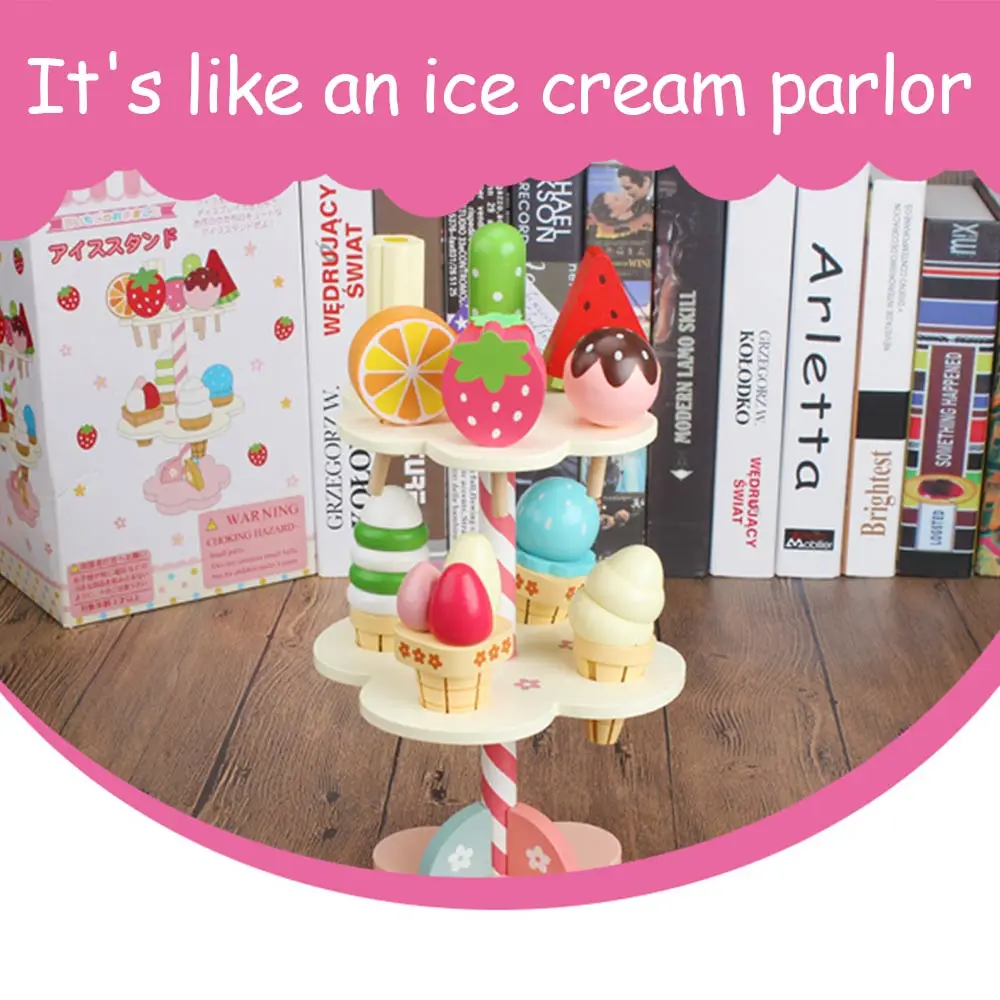 

Wooden Toy Kids Pretend Play Kitchen Toys Ice Cream Stand Simulation Play House Children's Toys For Home Use Education Toy Gift