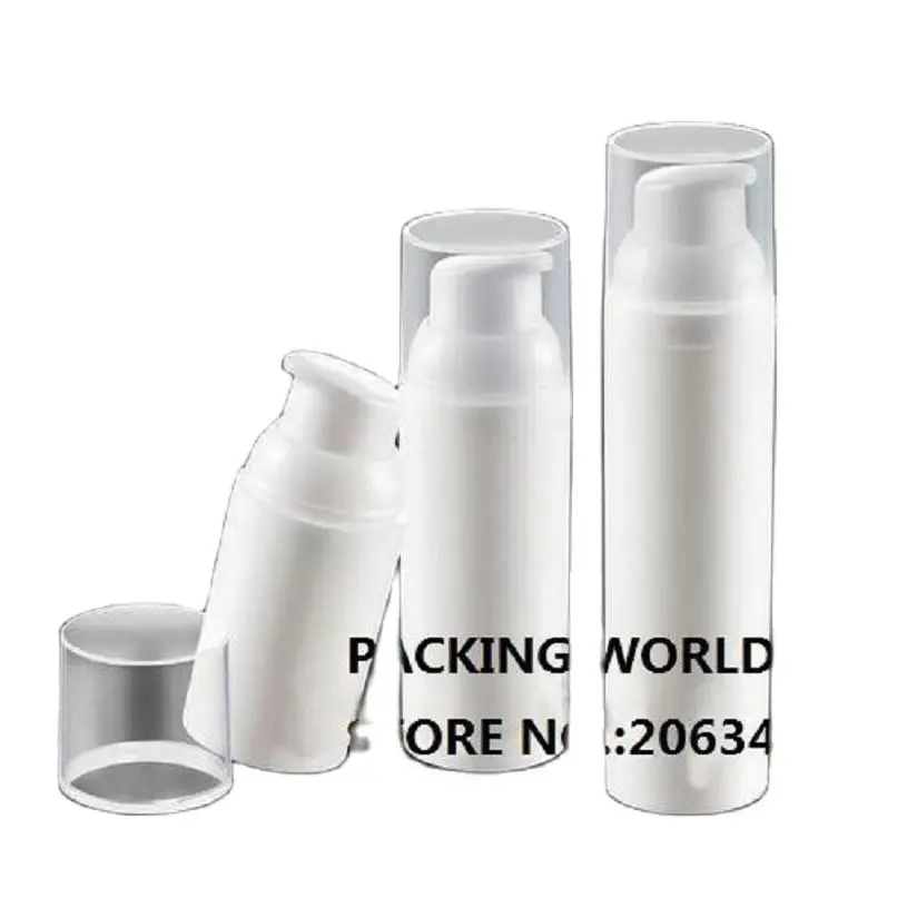 

75ML white plastic airless bottle with white airless pump transparent lid for essence/serum/lotion/foundation/lotion using