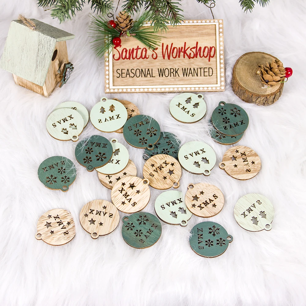 24 шт рождественские деревянные декорации креативные Подвески Снежинка/Угловые