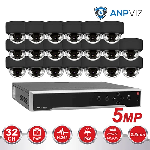 20PCS Black KIT Hikvision OEM 32CH 4 к NVR KIT 16/20/32 шт. 5MP безопасности PoE, купольная IP система наблюдения ссtv встроенной Аудио Видео набор для наблюдения - Цвет: 20PCS Black KIT