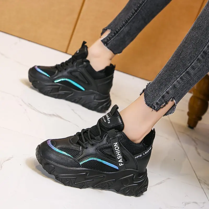 

Breathable Mesh Chunky Shoes for Women Casual Hidden Heels Platform Woman Autumn Wedges Vulcanized Shoes Ladies