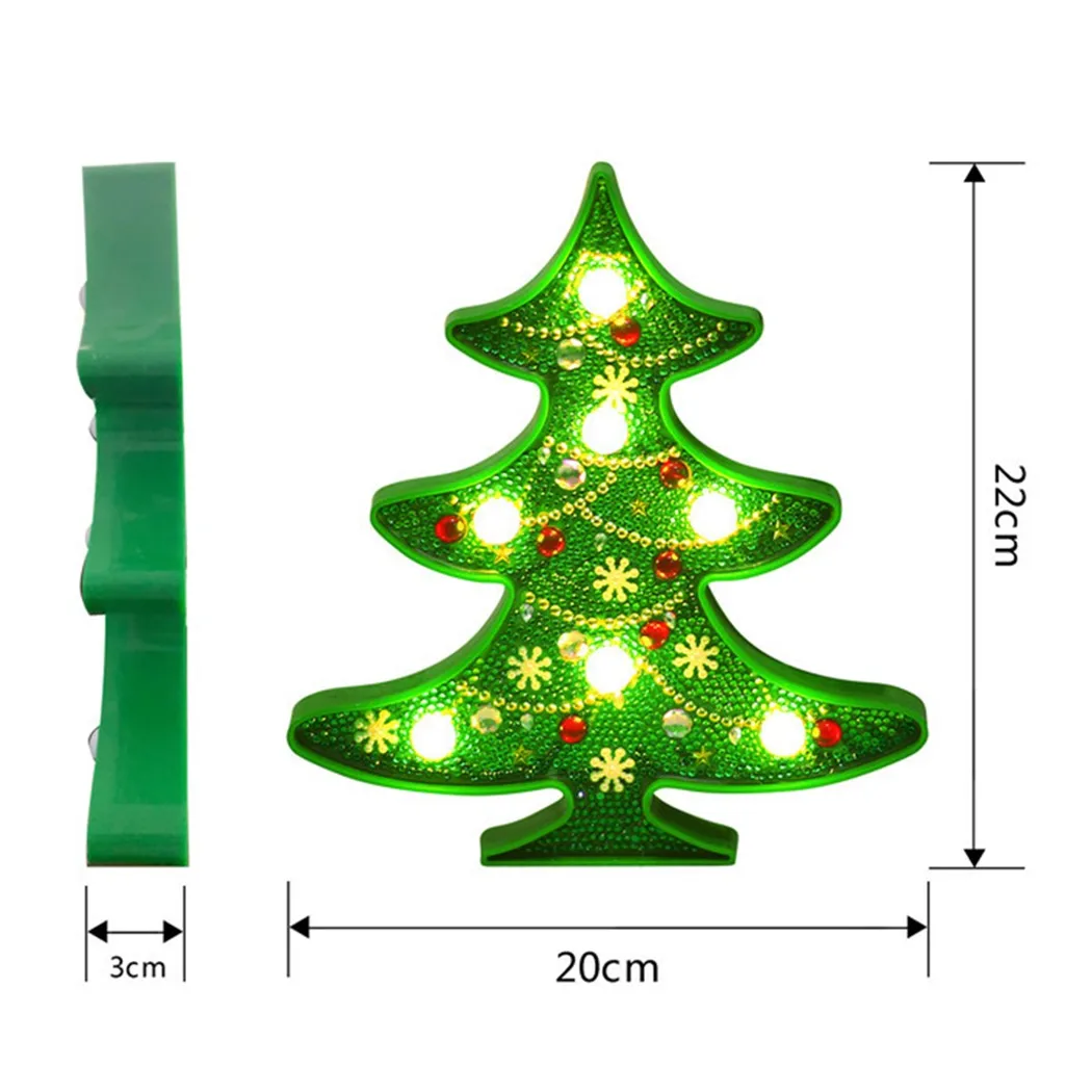 

5D Christmas Tree Snowman DIY Diamond Painting LED Light Night Lamp Xmas Decoration For Home Tabletop Ornaments Kids Gift 2022