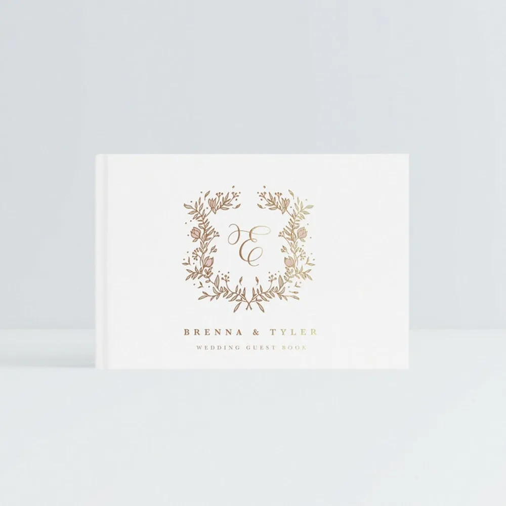 Индивидуальная фольгированная Золотая свадебная книга с изображением пейзажа