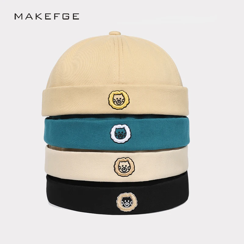 

Vintage Docker Cap Man/Woman Landlord Hat Beanie Animal Embroidery Spring New Style Cotton Street Hip-Hop Cap Size Adjustable
