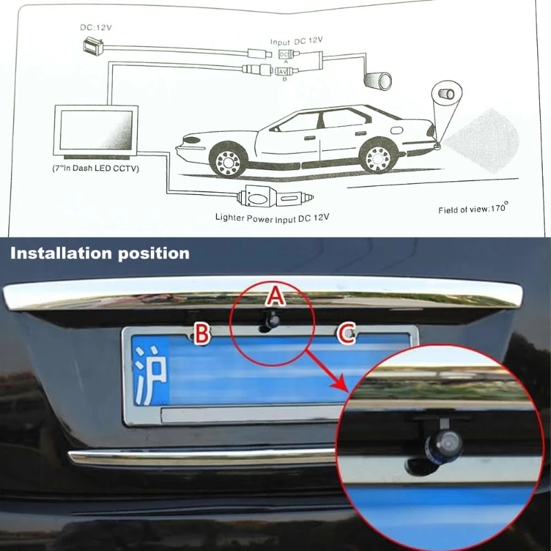 

2023 Mini 12V 170°Color CMOS Backup Car Reverse Rear View Camera Night Vision G99F