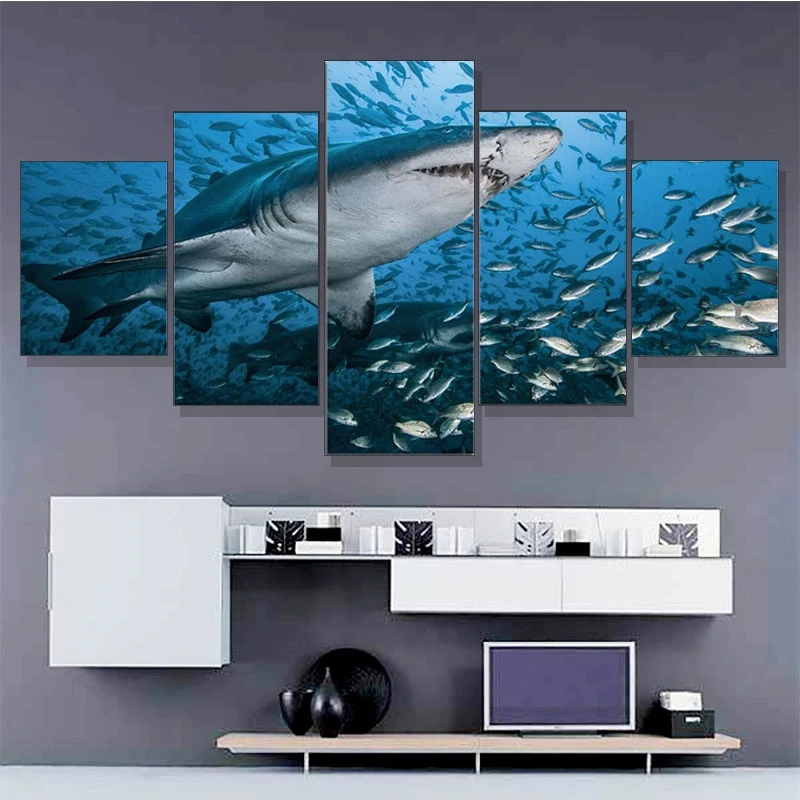 

Canvas Painting Shark Wall Art 5 PCS Picture Canvas Prints Modern Wall Pictures Home Decor