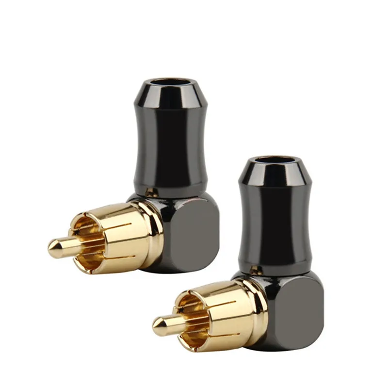 

RCA Speaker Terminal Plug Connectors Male L type 90 Degree Right Angle Elbow Converter Gold Plated Solder Audio Adapter ID 6.2mm