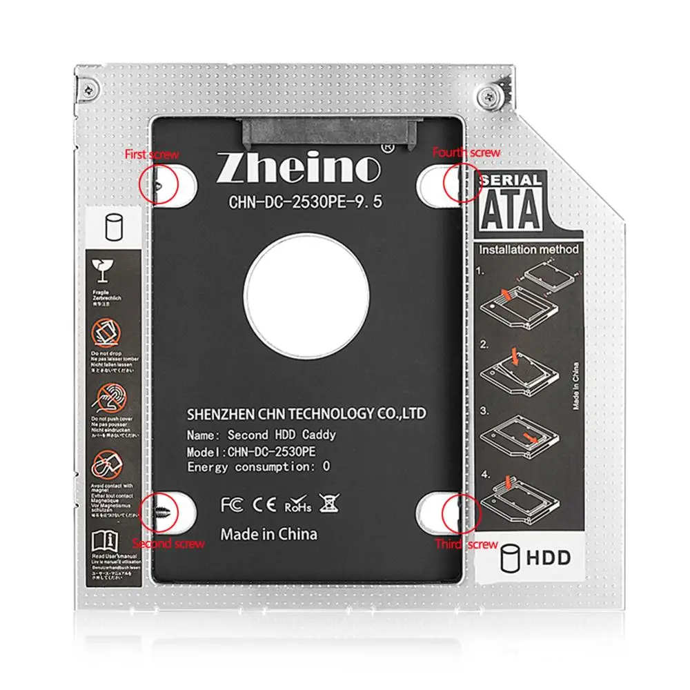 Корпус адаптера Zheino 9 5 мм 12 7 0 2nd Caddy SATA 3 подходит для 2 &quotSATA HDD SSD ноутбука ODD DVD/CD ROM