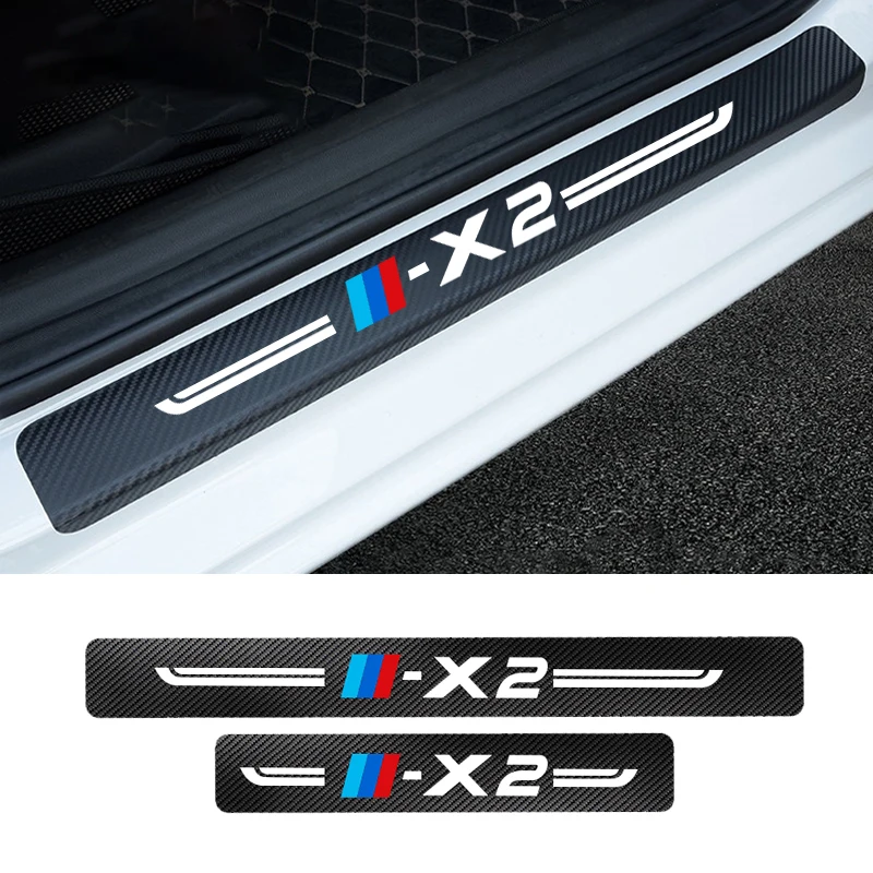 

4pcs Carbon Fiber Car Door Sill Protection Sticker For BMW X2 Accessories Anti-scratch paint protection sticker for car trunk