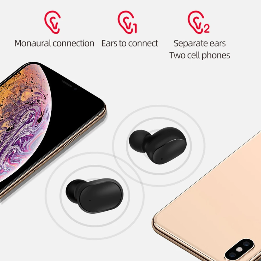 A6S Bluetooth гарнитуры для Redmi Airdots беспроводные наушники 5,0 TWS наушники с шумоподавлением Микрофон для Xiaomi iPhone huawei samsung