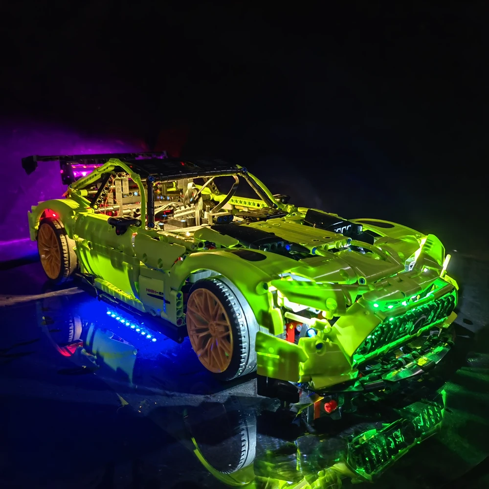 

Гоночный автомобиль Benzz AMG GTR, гоночный автомобиль 1:8 с технологией управления на радиоуправлении, конструктор MOC 73939 42115, сборные блоки, кирпи...