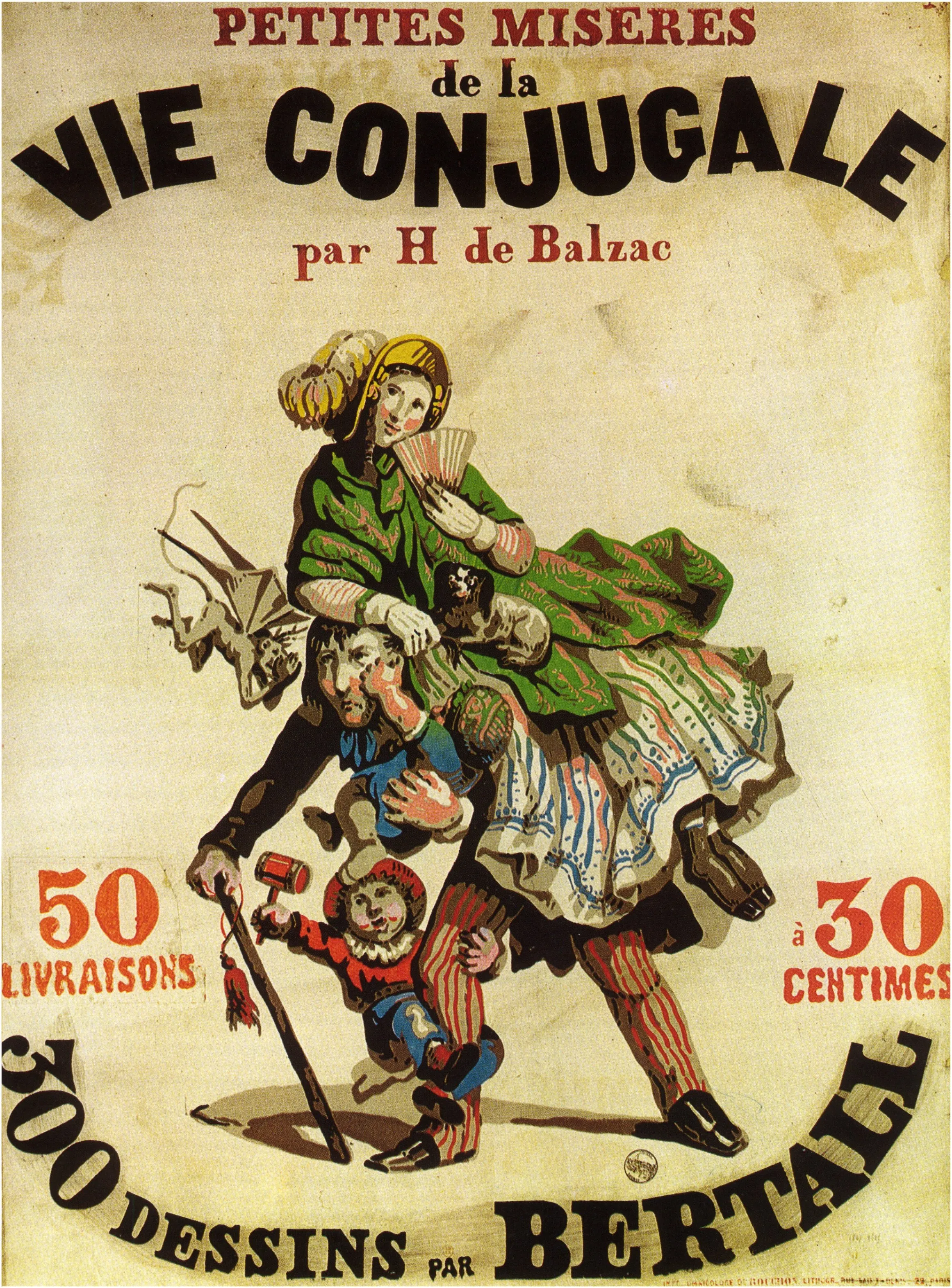 

400X300MM Petites-Miseres-de-le-Vie-Cojugale-Hinire-de-Balzac-1845 jumbo fridge magnet SFM-0575