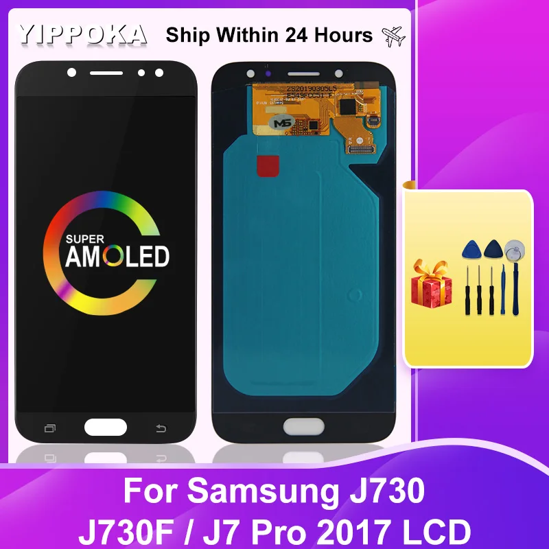 Super AMOLED для Samsung Galaxy J7 Pro 2017 J730 ЖК-дисплей сенсорный экран дигитайзер в сборе SM-J730FM