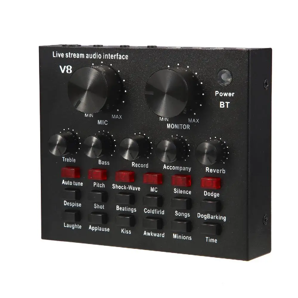 Studyset V8 Multifunctional Live Sound Card USB Audio Interface Intelligent Volume Adjustable Mixer | Электроника