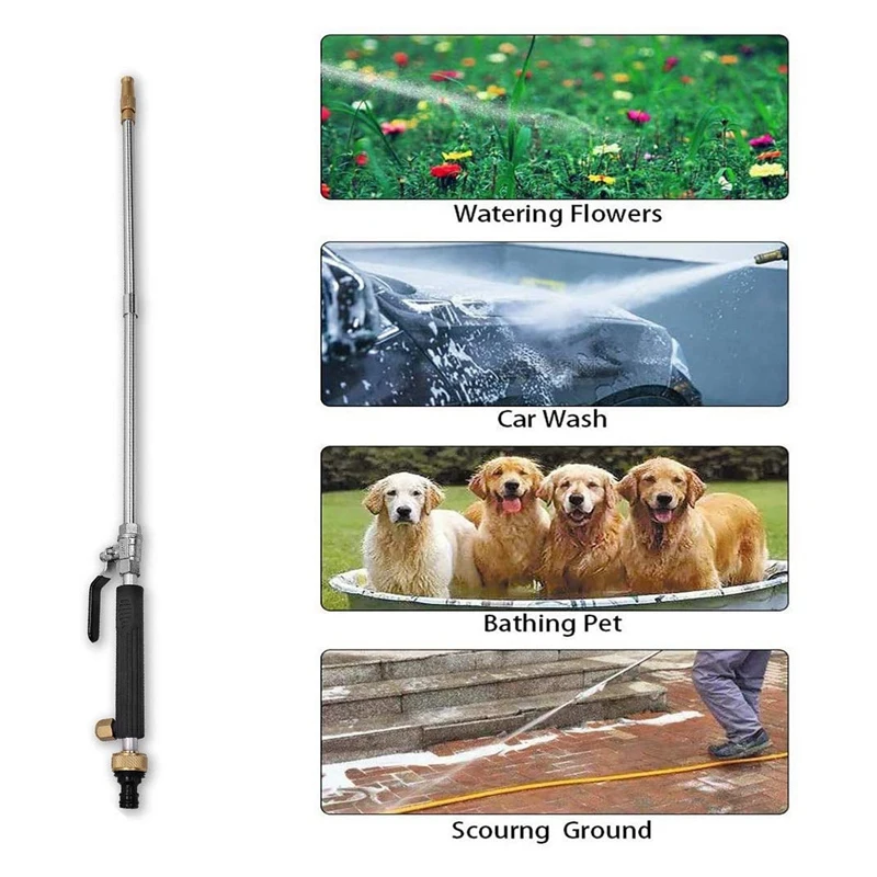 

Universal Nozzle High Pressure Power Washer-High Pressure Extendable Tool for Car Pet Window Cleaning Tool Black
