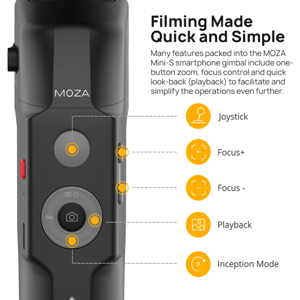 Moza Mini S складной карданный 3-осевой стабилизатор для смартфона iPhone X 8 7 Plus samsung S8 260g