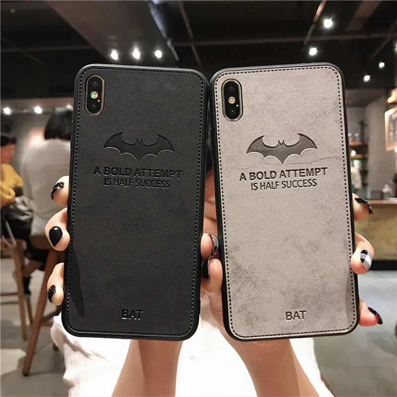 Мягкий тканевый чехол с рисунком летучая мышь для iPhone 12 11 Pro XS MAX XR X 6 6s 7 8 Plus