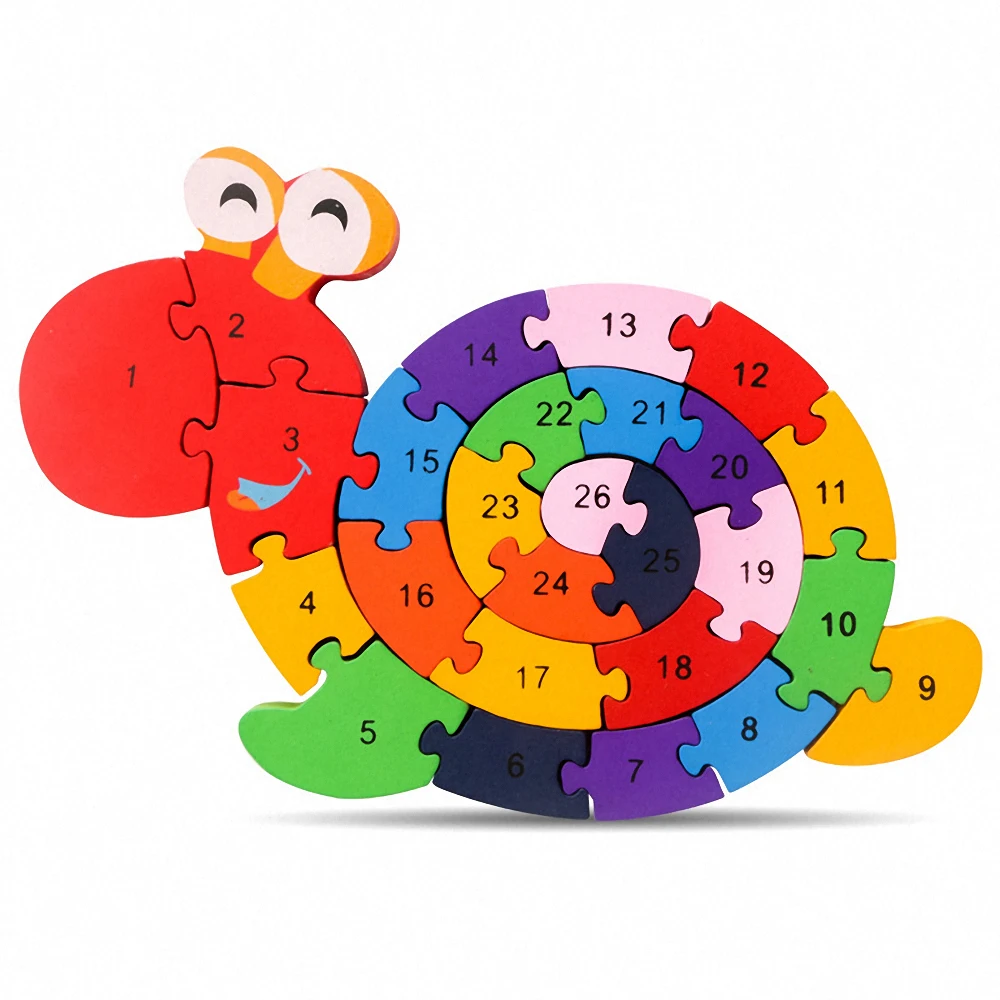 

3D Wooden Puzzle Toys Colorful Snail Shape Puzzles Jigsaw for Children Gift Kids Educational Early Learning Toys