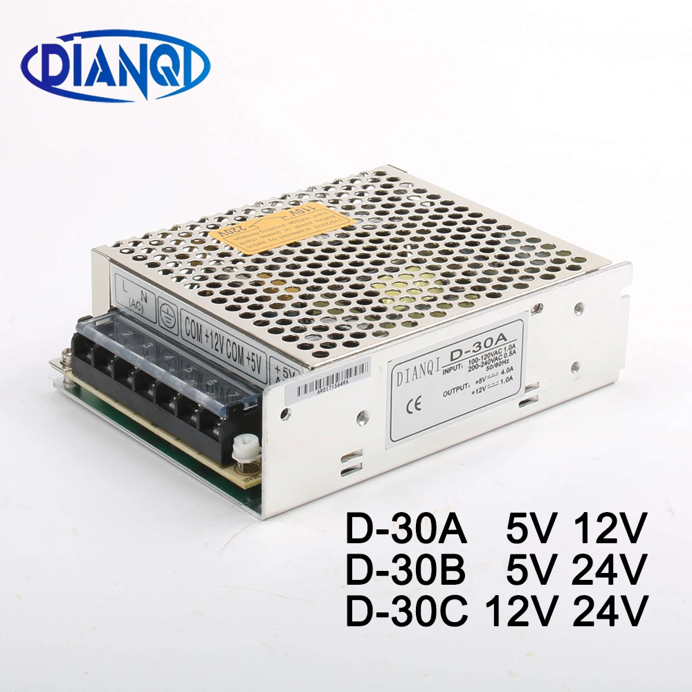 DIANQI двойной выход импульсный источник питания D-30A 5V4A 12V1A ac dc преобразователь D-30B