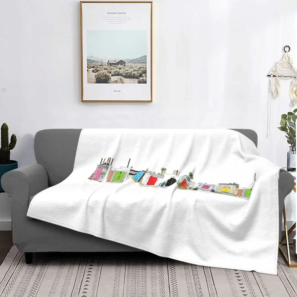 

Palm Spring-manta térmica para puertas, cobertor de cama a cuadros, toalla de playa, mantas receptoras
