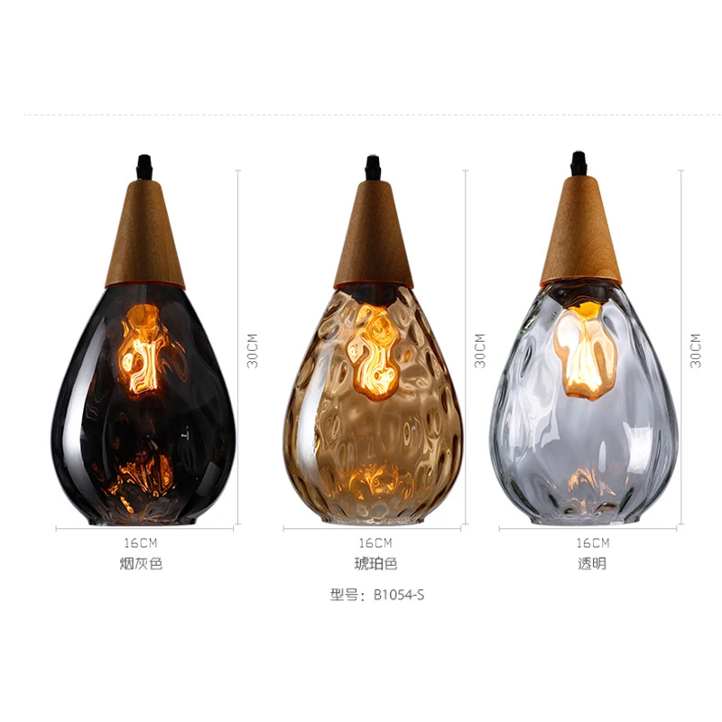 

Wood Lamp Ceiling Art Decoration Dining Room Glass Pendant Lamp Fixtures Japanese LED Restaurant Minimalist Deco Maison Moderne