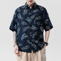 brand new 2021beach summer print flower short sleeves hawaii collar korea style shirt for mens harajuku clothing