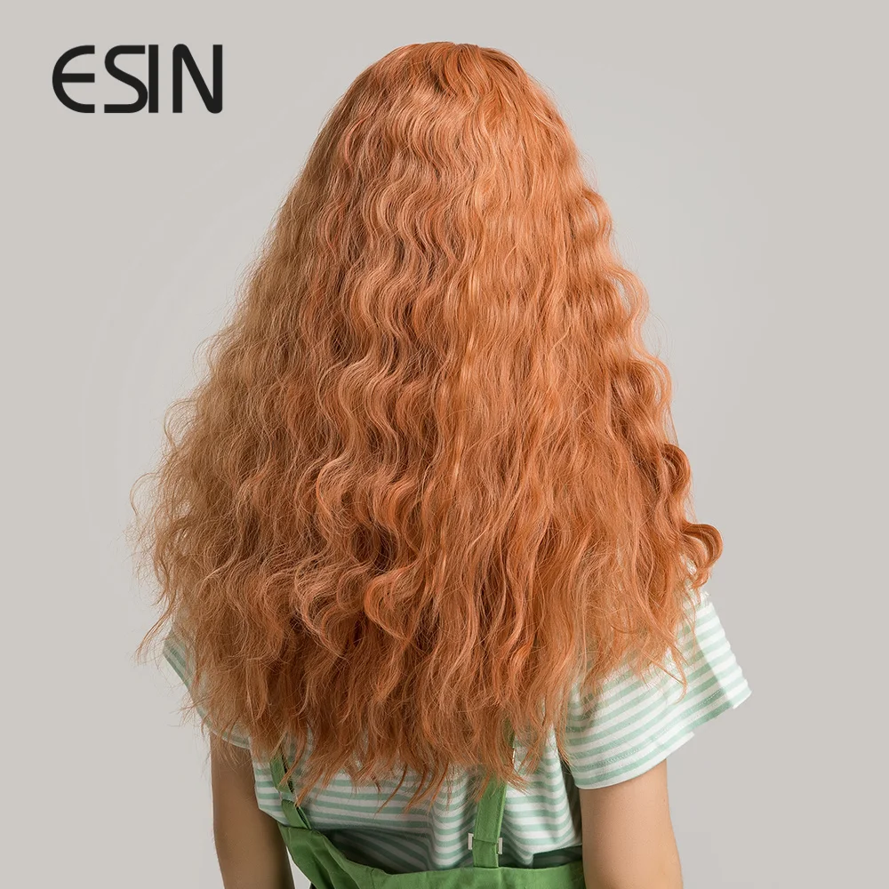 ESIN 22 &quotвьющиеся длинные розовые синтетические волосы женские парики с челкой