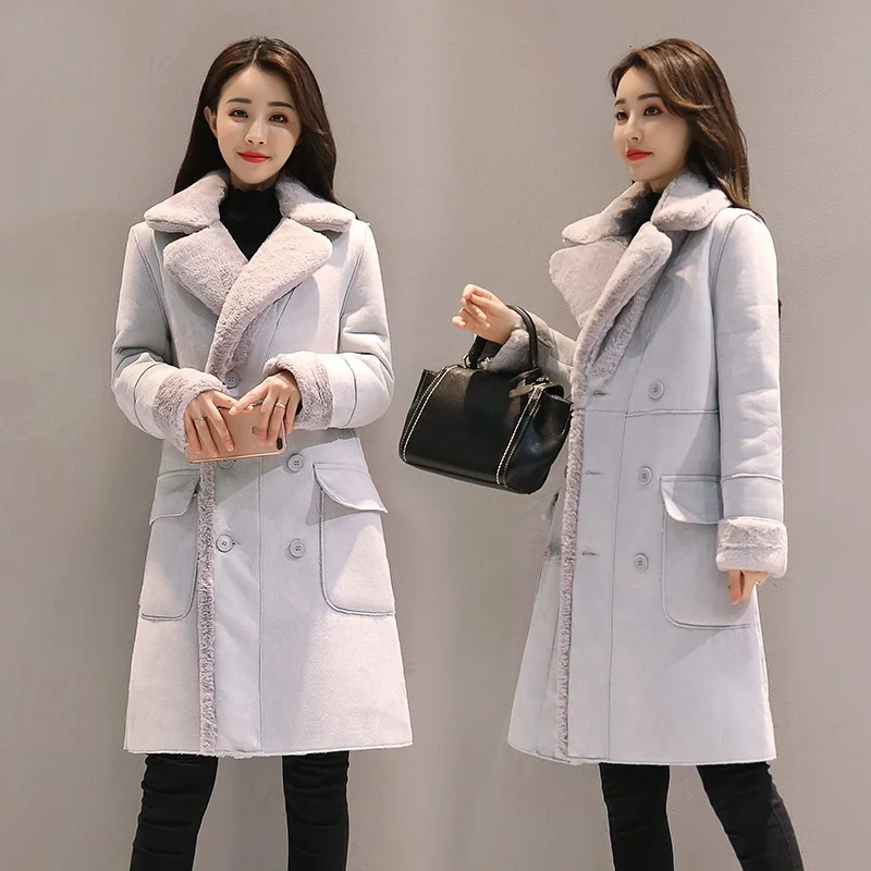 

Jackets Long Sleeve Warm Coat Parka Female Portable Outwear Cotton Liner Fashion Collar Clothes Lamb Coat