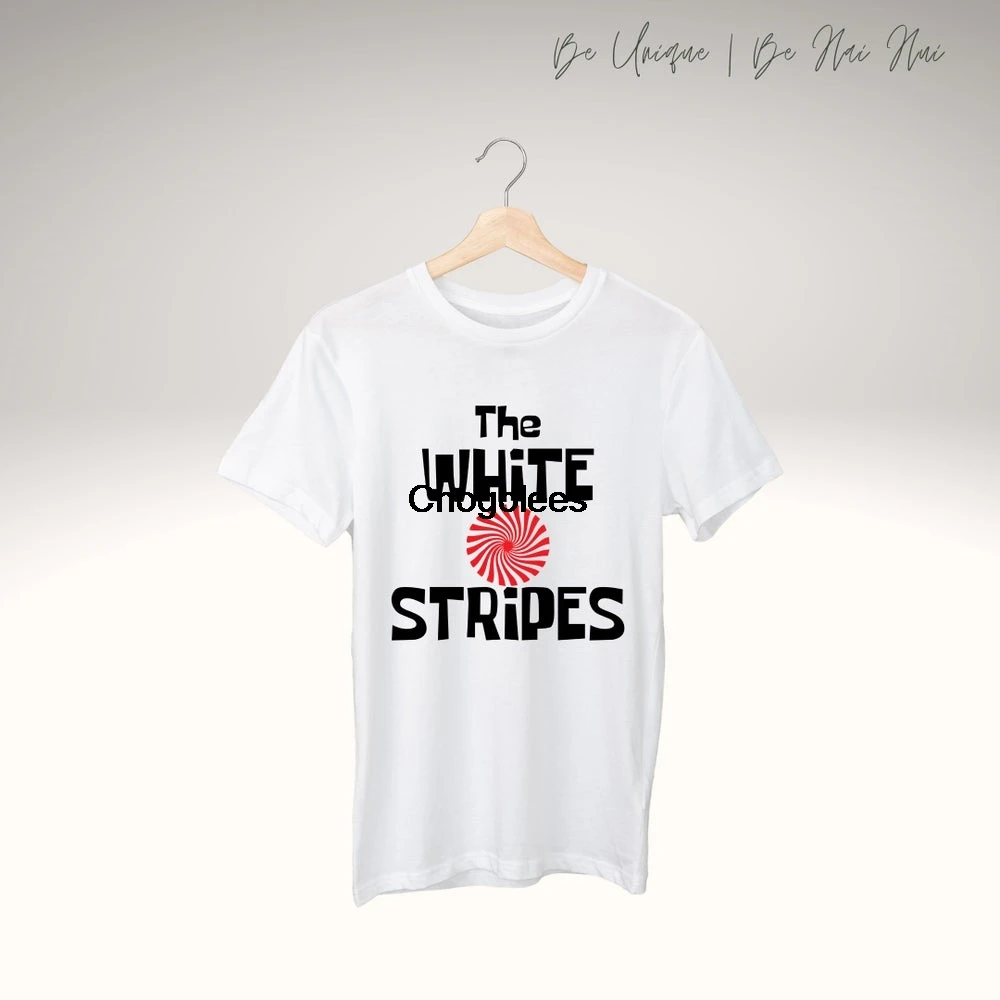 Футболка в белую полоску с музыкальной группой футболки уличном стиле городская