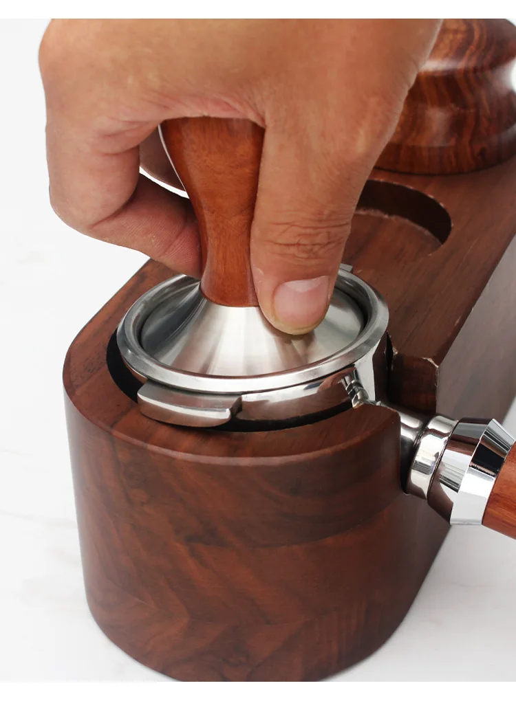 

58mm Solid Wood Handle 304 Stainless Steel Powder Press, Espresso Machine Flat Pressure Hammer barista